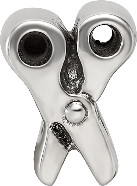 Sterling Silver 925 Scissors Bead with Antiqued Finish Vintage Style