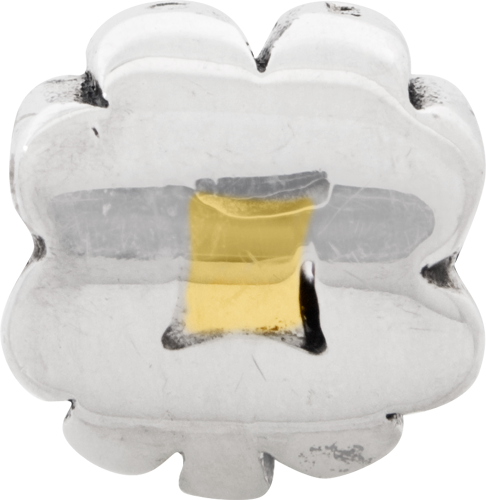 Sterling Silver & 14K Gold Clover Bead with Polished Finish Elegant Design