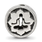 Sterling Silver 925 Yoga Lotus Bead with Antiqued Finish  Solid & Themed Design
