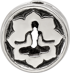 Sterling Silver 925 Yoga Lotus Bead with Antiqued Finish  Solid & Themed Design
