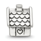 925 Sterling Silver House Bead with Antiqued Finish, Solid & Casted Design