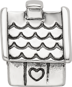 925 Sterling Silver House Bead with Antiqued Finish, Solid & Casted Design
