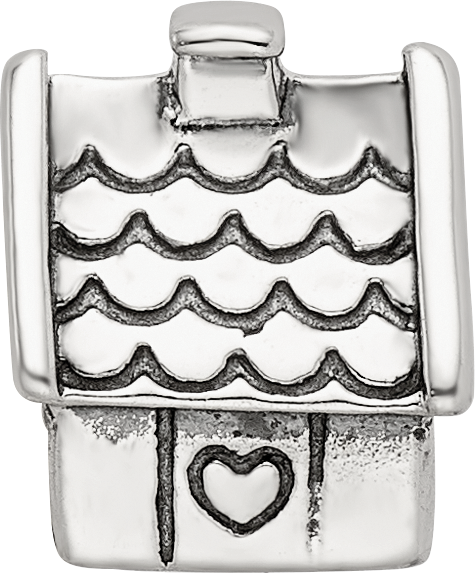 925 Sterling Silver House Bead with Antiqued Finish, Solid & Casted Design