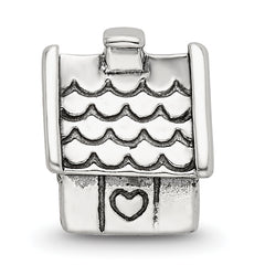 925 Sterling Silver House Bead with Antiqued Finish, Solid & Casted Design