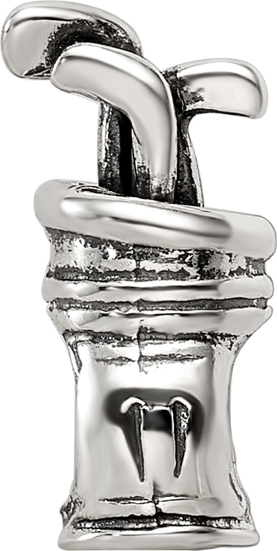 Sterling Silver 925 Antiqued Golf Bag Bead Solid Casted for Charm Bracelet