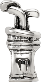 Sterling Silver 925 Antiqued Golf Bag Bead Solid Casted for Charm Bracelet