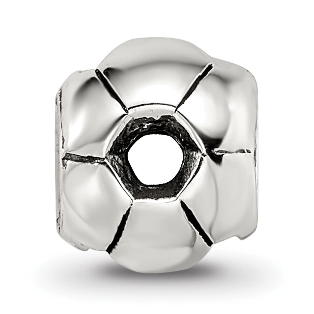 Sterling Silver 925 Antiqued Soccer Ball Bead Solid Cast for Charm Bracelets