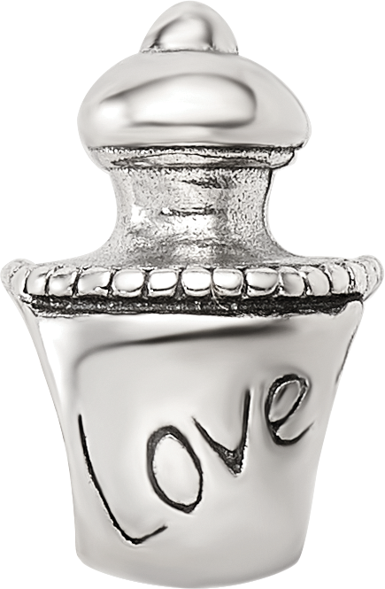 Sterling Silver 925 Love Perfume Bottle Bead with Antiqued Finish