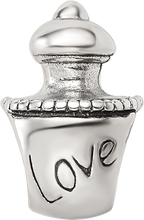 Sterling Silver 925 Love Perfume Bottle Bead with Antiqued Finish