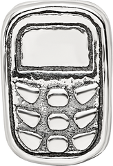 Sterling Silver 925 Antiqued Cell Phone Bead with Solid Casted Design