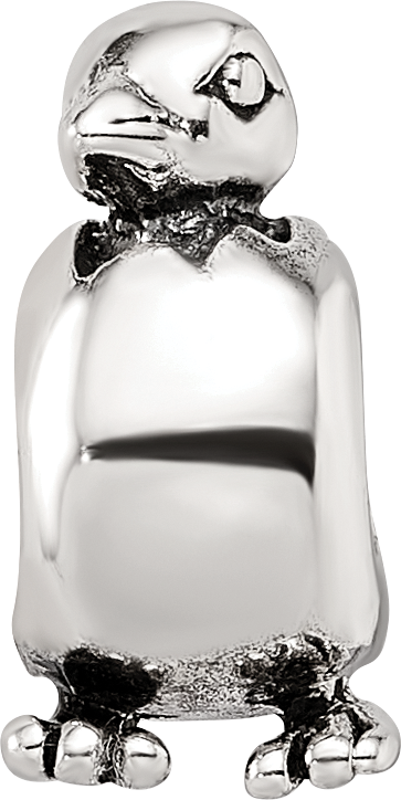 Sterling Silver 925 Antiqued Baby Bird Bead with Themed Solid Design