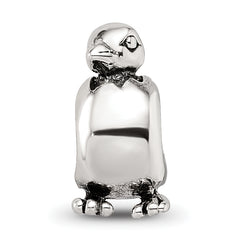 Sterling Silver 925 Antiqued Baby Bird Bead with Themed Solid Design