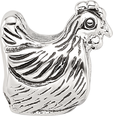 Sterling Silver 925 Chicken Bead with Antiqued Solid Design