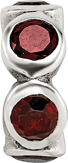 Sterling Silver Reflections Bead with Red CZ Antique Finish