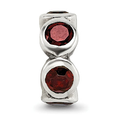Sterling Silver Reflections Bead with Red CZ Antique Finish