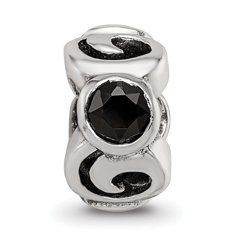 Sterling Silver Reflections Black CZ Bead