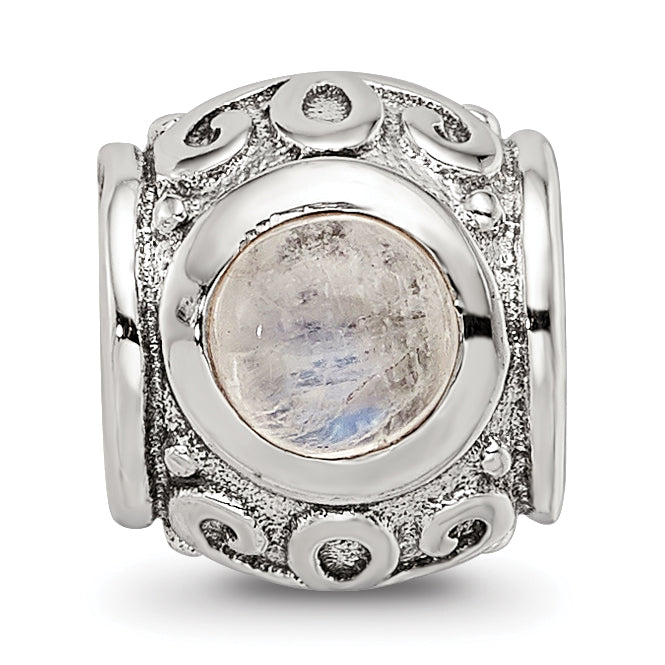 Sterling Silver 925 Moonstone Bead with Antiqued Finish Sophisticated Design