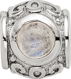 Sterling Silver 925 Moonstone Bead with Antiqued Finish Sophisticated Design