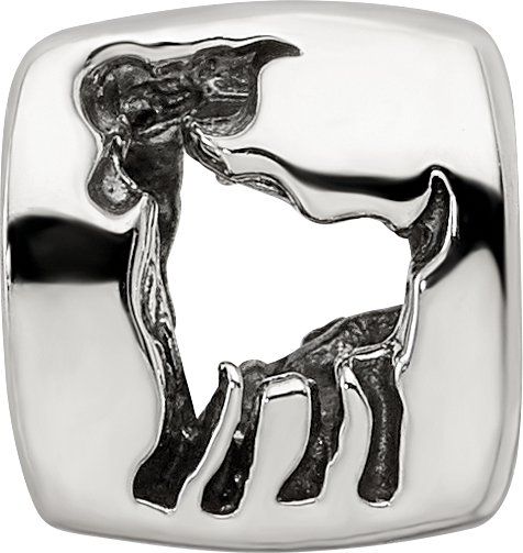 Sterling Silver 925 Aries Zodiac Bead with Antiqued Finish Elegant Boutique Charm