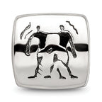 Sterling Silver 925 Gemini Zodiac Bead with Antiqued Finish Solid Cast