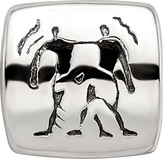 Sterling Silver 925 Gemini Zodiac Bead with Antiqued Finish Solid Cast