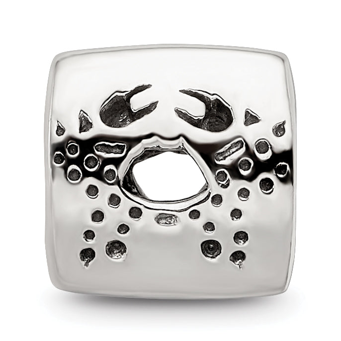 Sterling Silver 925 Cancer Zodiac Bead with Antiqued Finish Themed and Solid
