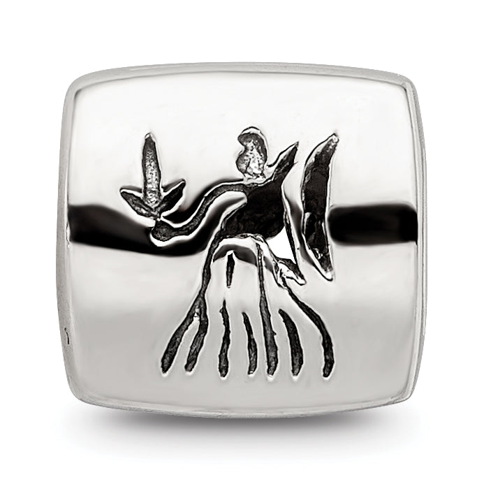 Sterling Silver 925 Virgo Zodiac Bead with Antiqued Finish Solid
