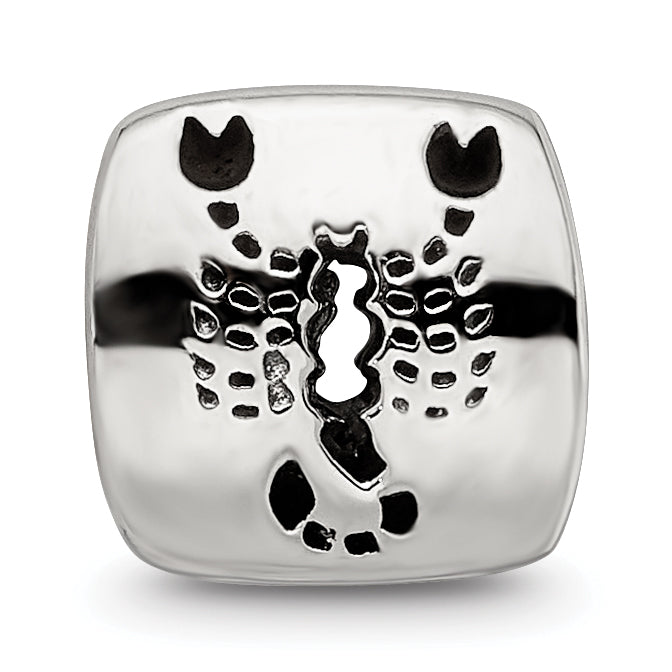Sterling Silver 925 Scorpio Zodiac Bead with Antiqued Finish and Cast Design