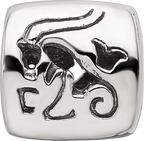 Sterling Silver 925 Capricorn Zodiac Bead with Antiqued Finish Vintage Inspired Design