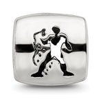 Sterling Silver 925 Aquarius Zodiac Bead with Antiqued Vintage Finish