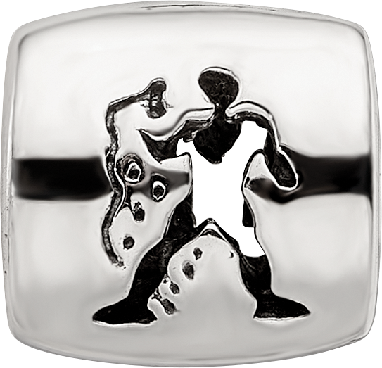 Sterling Silver 925 Aquarius Zodiac Bead with Antiqued Vintage Finish