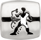 Sterling Silver 925 Aquarius Zodiac Bead with Antiqued Vintage Finish