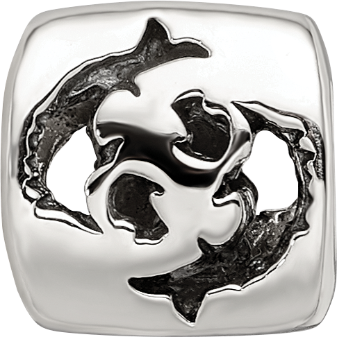 Sterling Silver 925 Pisces Zodiac Bead with Antiqued Finish Intricate and Versatile Design