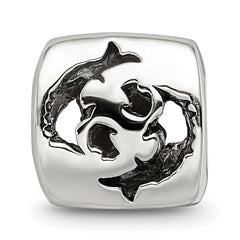Sterling Silver Reflections Pisces Zodiac Antiqued Bead