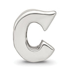Sterling Silver 925 Polished Letter C Bead Elegant Solid Design