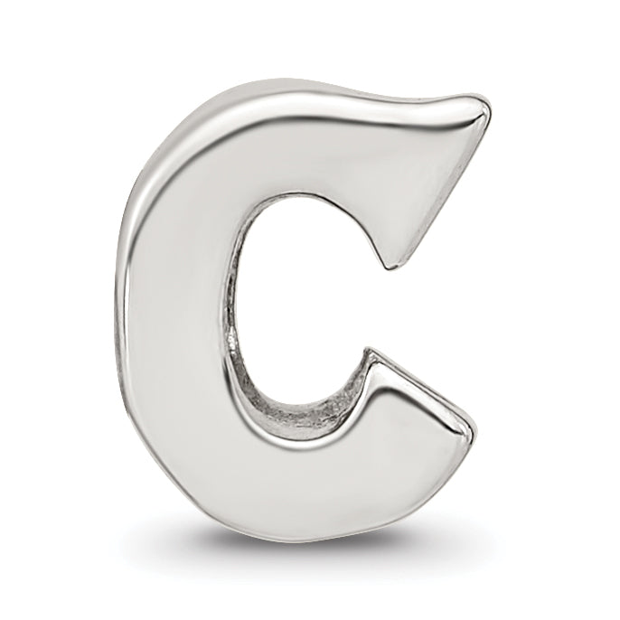 Sterling Silver 925 Polished Letter C Bead Elegant Solid Design