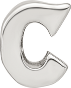 Sterling Silver 925 Polished Letter C Bead Elegant Solid Design