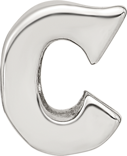 Sterling Silver 925 Polished Letter C Bead Elegant Solid Design