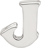 Sterling Silver 925 Polished Letter J Bead Casted Solid Design