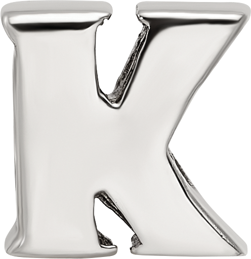 Sterling Silver 925 Polished Letter K Bead Solid & Elegant Design