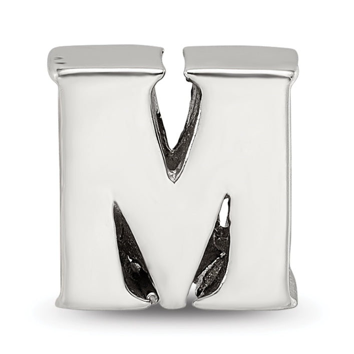 Sophia Jewelers Sterling Silver 925 Polished Letter M Bead Elegant Cast Design