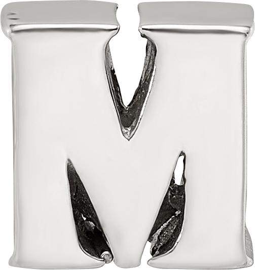 Sophia Jewelers Sterling Silver 925 Polished Letter M Bead Elegant Cast Design
