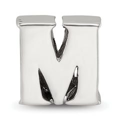Sophia Jewelers Sterling Silver 925 Polished Letter M Bead Elegant Cast Design