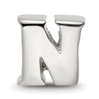 Sterling Silver 925 Polished Letter N Bead  Elegant Alphabet Charm