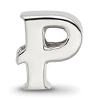 Sterling Silver 925 Polished Letter P Bead, Elegant Solid Design