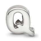 Sterling Silver 925 Letter Q Bead with Polished Finish for Charm Bracelets