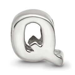 Sterling Silver 925 Letter Q Bead with Polished Finish for Charm Bracelets