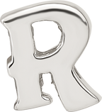 Sterling Silver 925 Polished Letter R Bead with Solid Cast Design