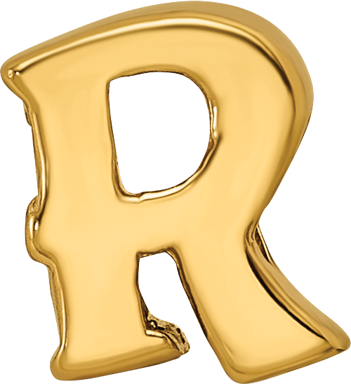 Sterling Silver Gold-Plated Letter R Bead with Polished Finish