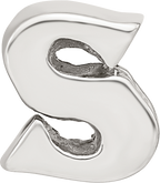 Sterling Silver 925 Letter S Bead with Polished Finish, Solid Cast Design